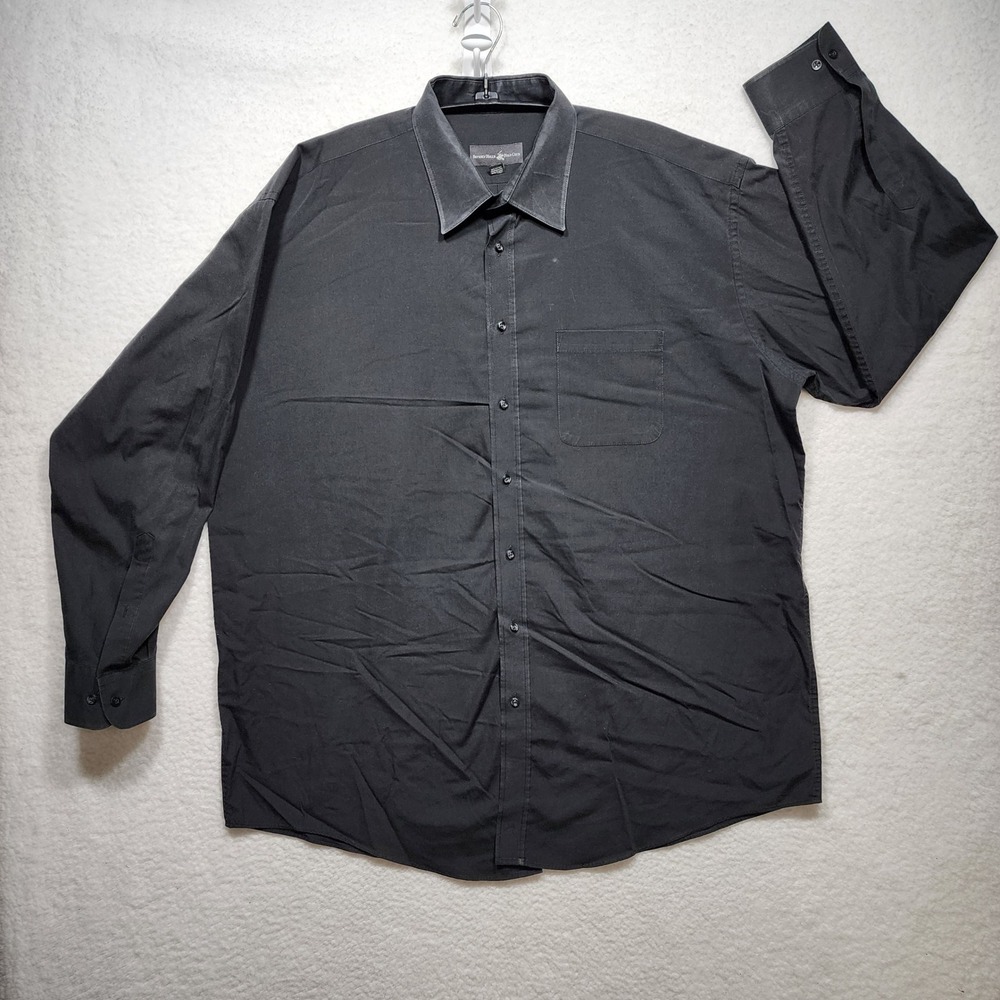 Beverly Hills Polo Club Mens XXL Black Long Sleeve Button Down Dress Shirt 18.5